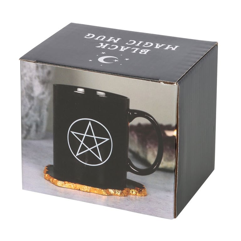 Pentagram Black Ceramic Mug - 350ml, Dishwasher & Microwave Safe, Wiccan Symbolism