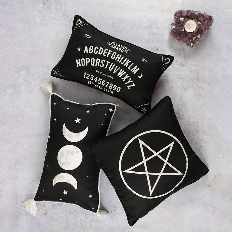 Black and White Talking Board Cushion with Zip Closure - Home Decor