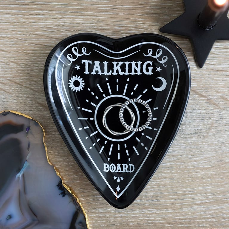 Ceramic Talking Board Planchette Trinket Dish - Jewelry Holder and Home Decor Accessory Tray