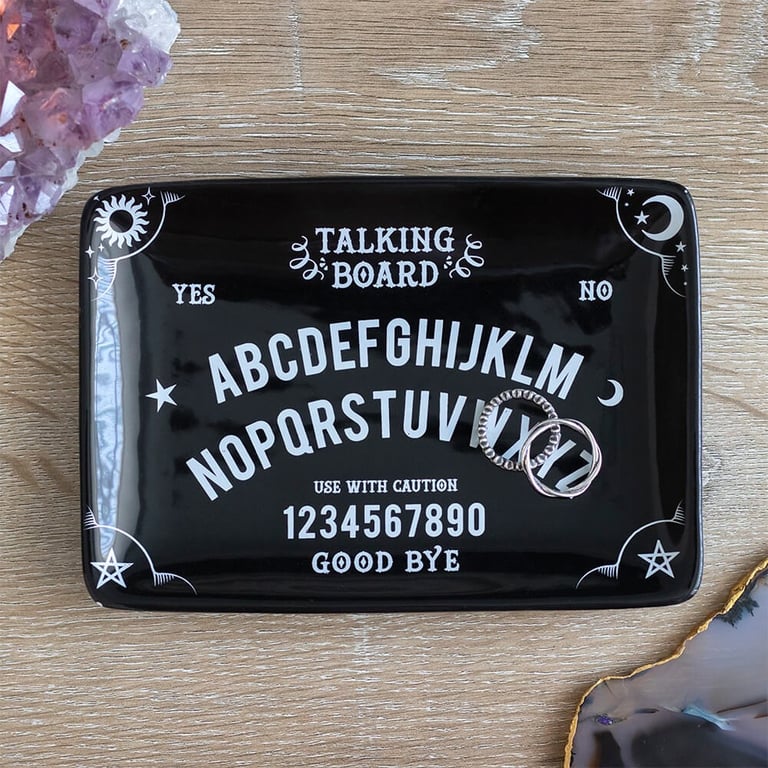 Black Talking Board Trinket Dish - Elegant Jewelry Organizer for Home Decor