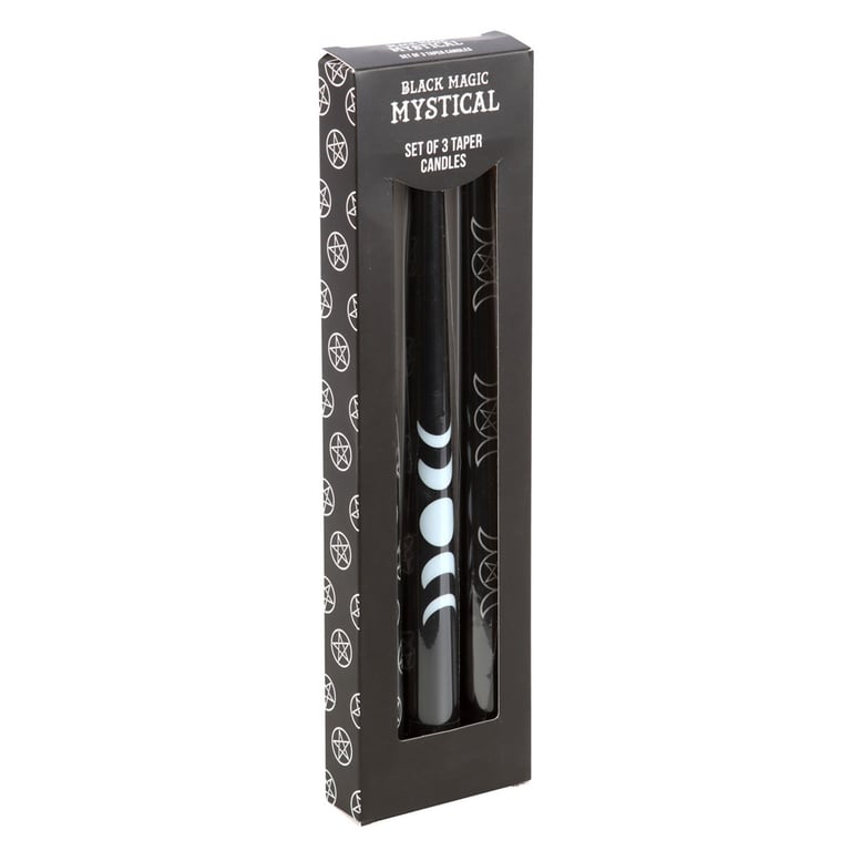Black Magic Mystical Taper Candles - 3 Piece Set for Home Decor and Spiritual Ambiance