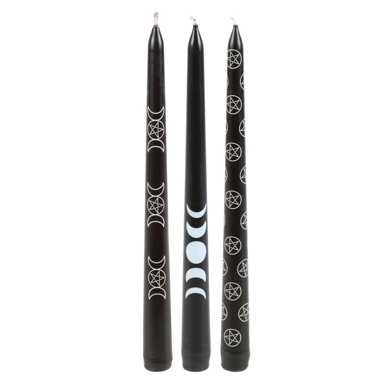 Black Magic Mystical Taper Candles - 3 Piece Set for Home Decor and Spiritual Ambiance
