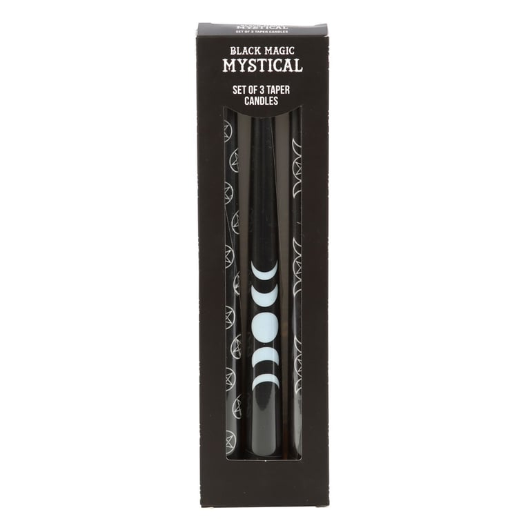 Black Magic Mystical Taper Candles - 3 Piece Set for Home Decor and Spiritual Ambiance