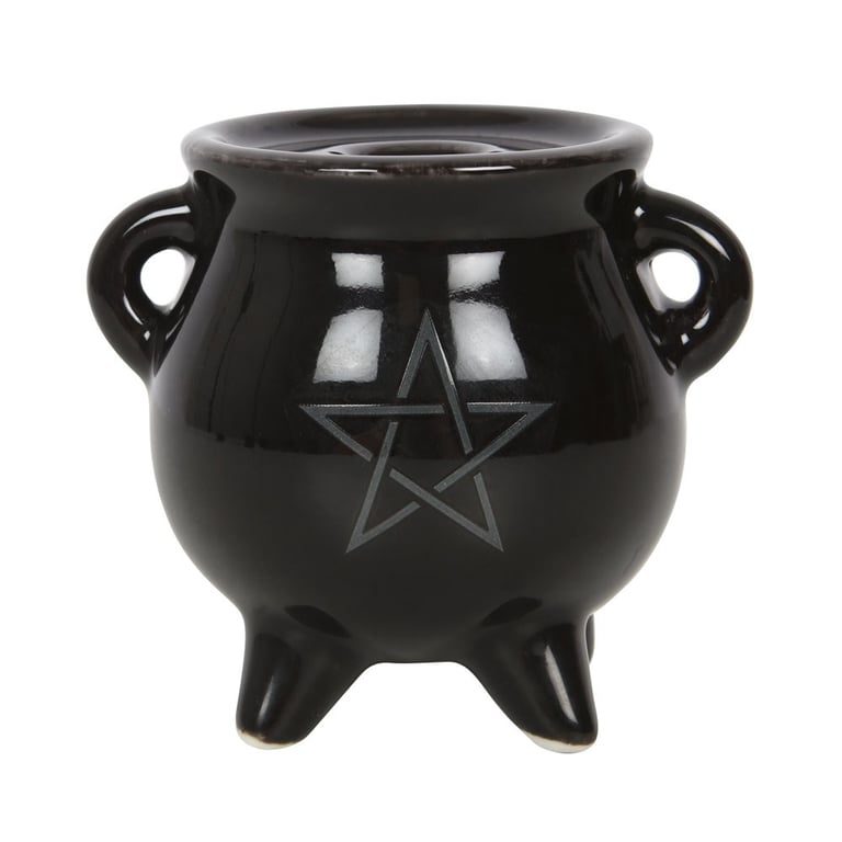 Ceramic Pentagram Cauldron Incense Holder - Unique Witch Gift for Home Fragrance