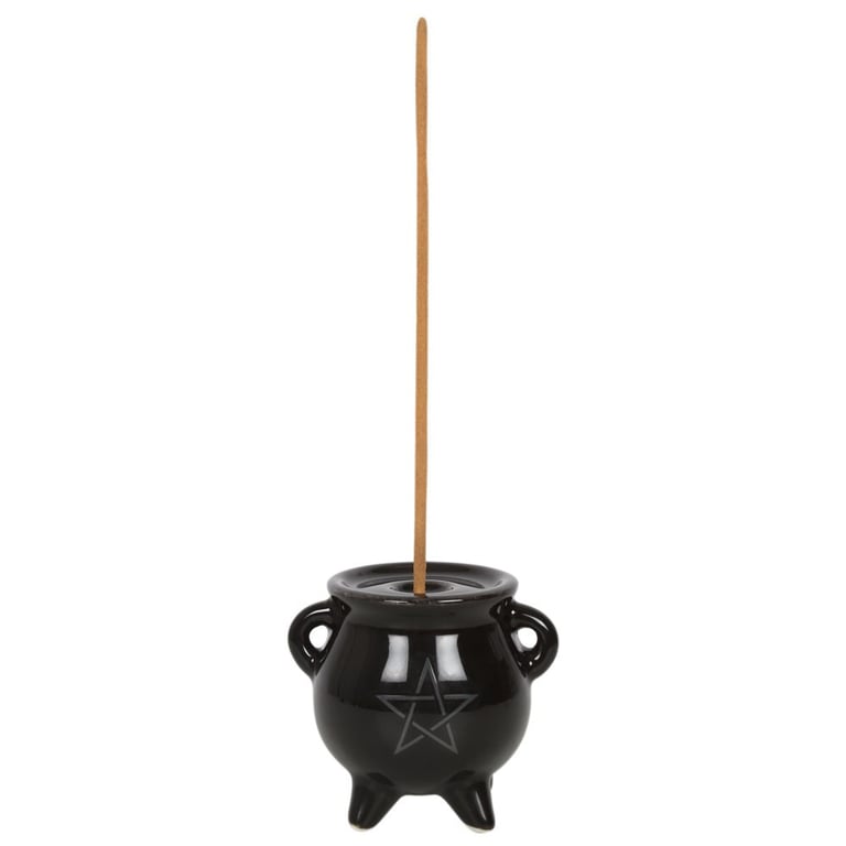 Ceramic Pentagram Cauldron Incense Holder - Unique Witch Gift for Home Fragrance