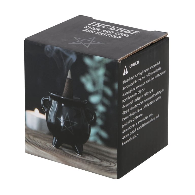 Ceramic Pentagram Cauldron Incense Holder - Unique Witch Gift for Home Fragrance