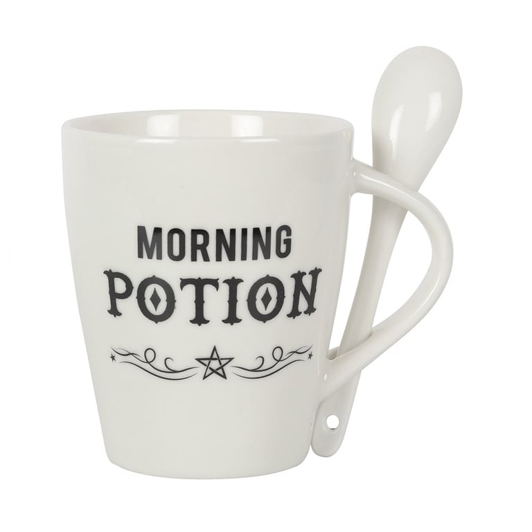 Morning Potion Ceramic Mug and Spoon Set - Dishwasher & Microwave Safe