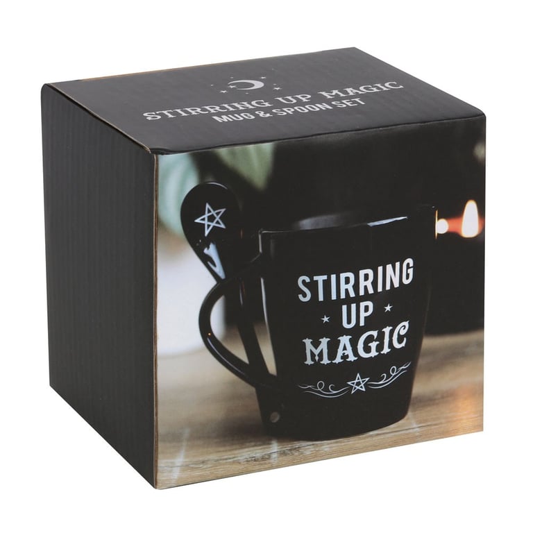 Stirring Up Magic Ceramic Mug and Spoon Set - Dishwasher & Microwave Safe Home Decor Gift