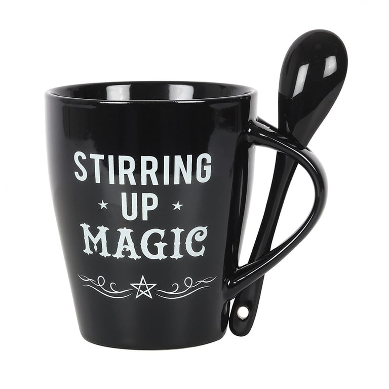 Stirring Up Magic Ceramic Mug and Spoon Set - Dishwasher & Microwave Safe Home Decor Gift