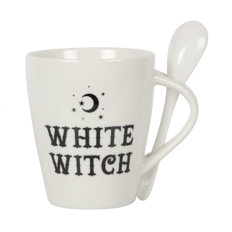 White Witch Magic Mug and Spoon Set - 500ml Capacity with Mystic Design