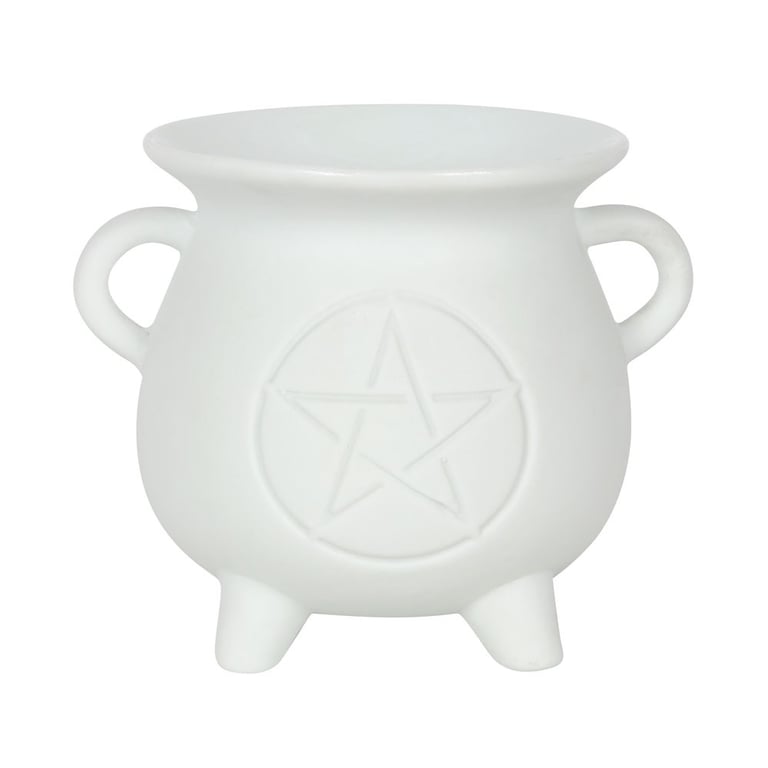 White Pentagram Cauldron Oil Burner and Wax Warmer for Home Scented Decor