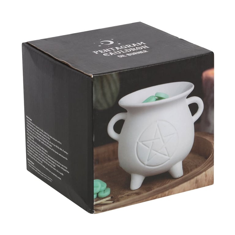 White Pentagram Cauldron Oil Burner and Wax Warmer for Home Scented Decor