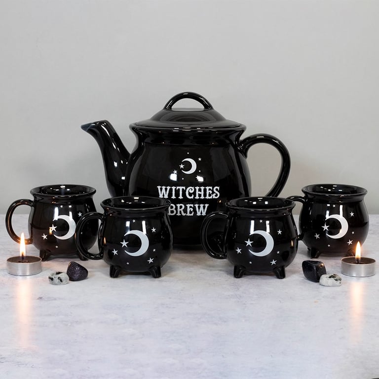 Witches Brew Ceramic Cauldron Tea Set - Enchanting Coven Meeting Essentials