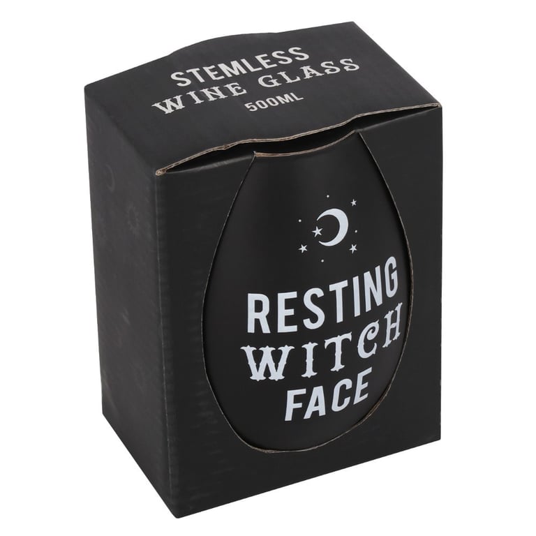 Resting Witch Face Black Magic Stemless Wine Glass - Perfect for Sassy Wine Lovers