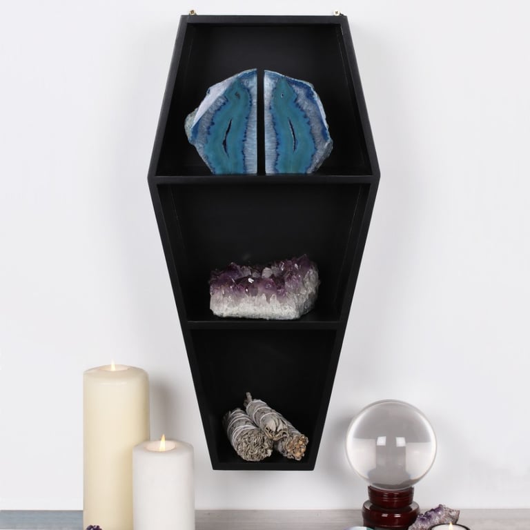 Coffin Shelving Display - Unique Home Decor Storage Solution for Ornaments and Figurines