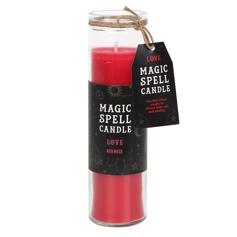 Rose Love Spell Tube Candle - 70hr Burn Time, Rose Scented, Red Pillar Candle for Love Spells and Romance