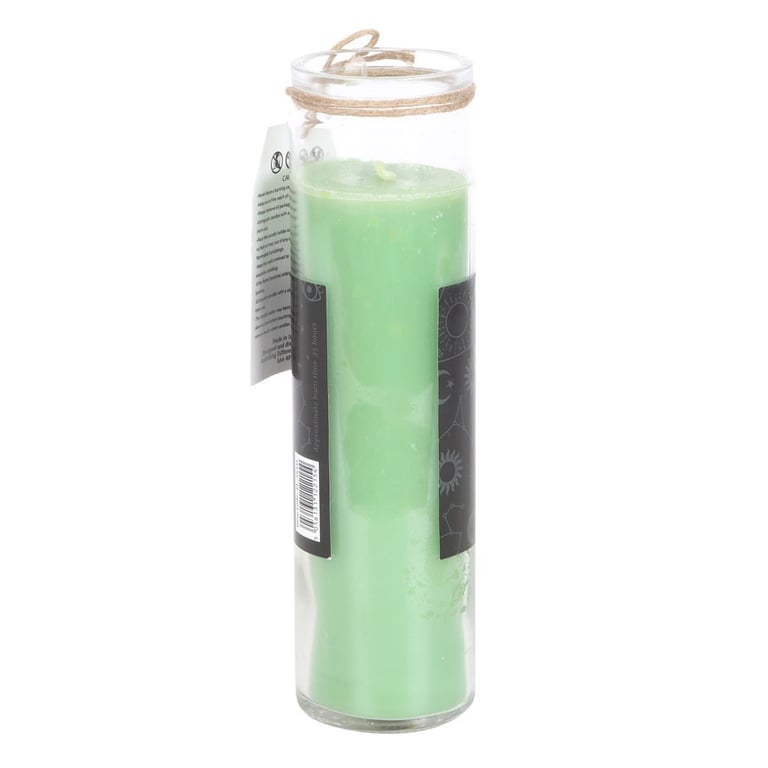 Green Tea Luck Spell Tube Candle - Paraffin Wax, 70 Hour Burn Time, Good Fortune and Luck Scented Candle in Glass Jar