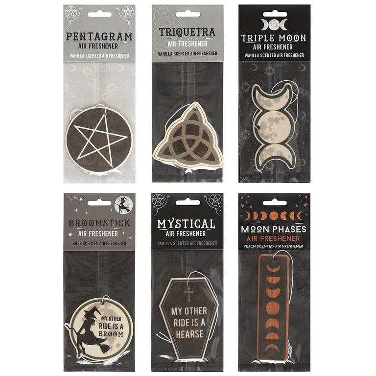 Mystical Air Freshener Bundle - Vanilla Scented Gothic Hanging Air Fresheners (6-Pack) for Car & Room Deodorizing
