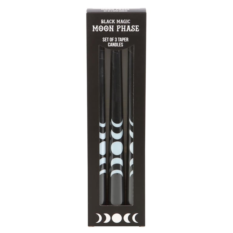 Black Magic Moon Phase Taper Candles - Elegance & Celestial Symbolism for Home Decor