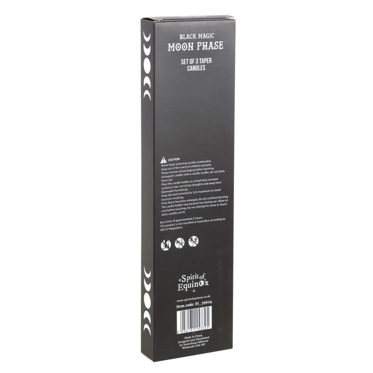 Black Magic Moon Phase Taper Candles - Elegance & Celestial Symbolism for Home Decor