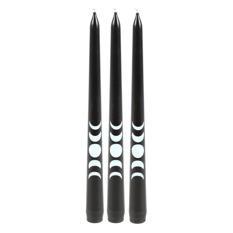 Black Magic Moon Phase Taper Candles - Elegance & Celestial Symbolism for Home Decor