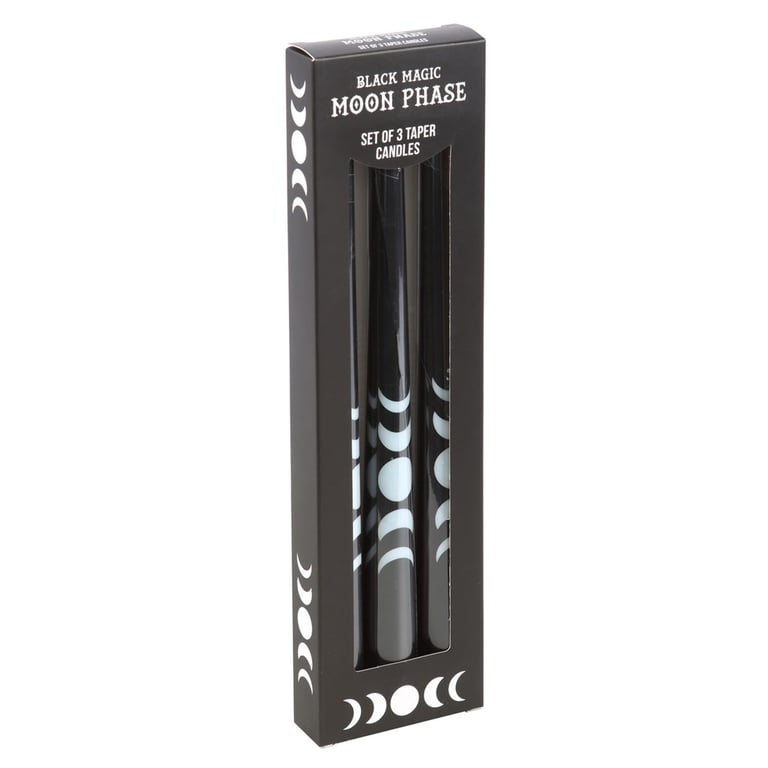 Black Magic Moon Phase Taper Candles - Elegance & Celestial Symbolism for Home Decor