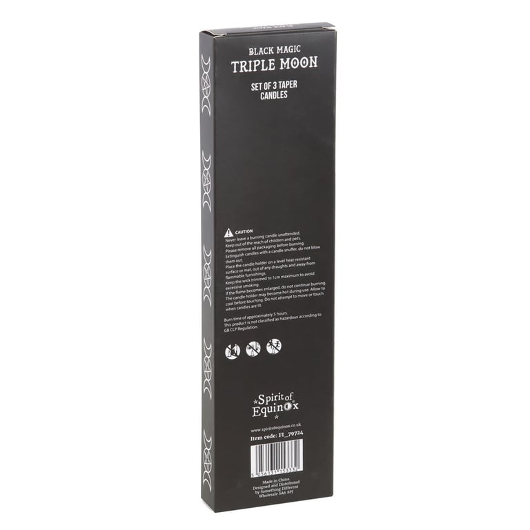 Black Magic Triple Moon Taper Candles - Elegant Home Decor with Mystical Symbolism