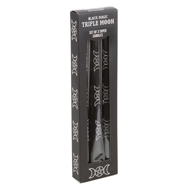 Black Magic Triple Moon Taper Candles - Elegant Home Decor with Mystical Symbolism