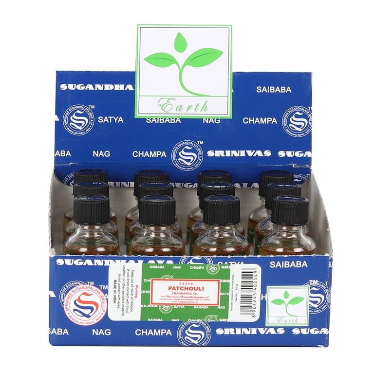 Satya Patchouli Fragrance Oil Set - 12 x 30ml Bottles for Aromatherapy Use