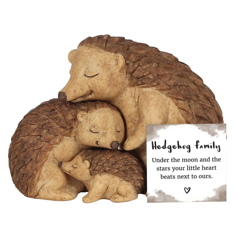 Hedgehog Family Ornament - Sentimental Home Decor Gift with Baby Hedgehog Charm and Moonlit Message