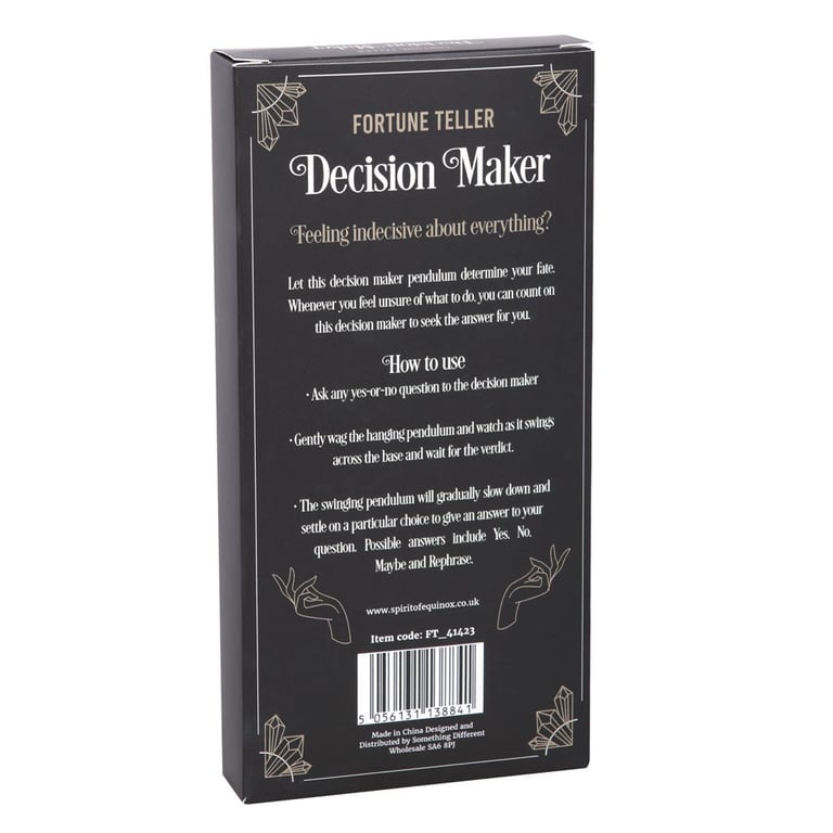 Pendulum Decision Maker - Metal Destiny Tool with 6 Responses for Yes or No Questions