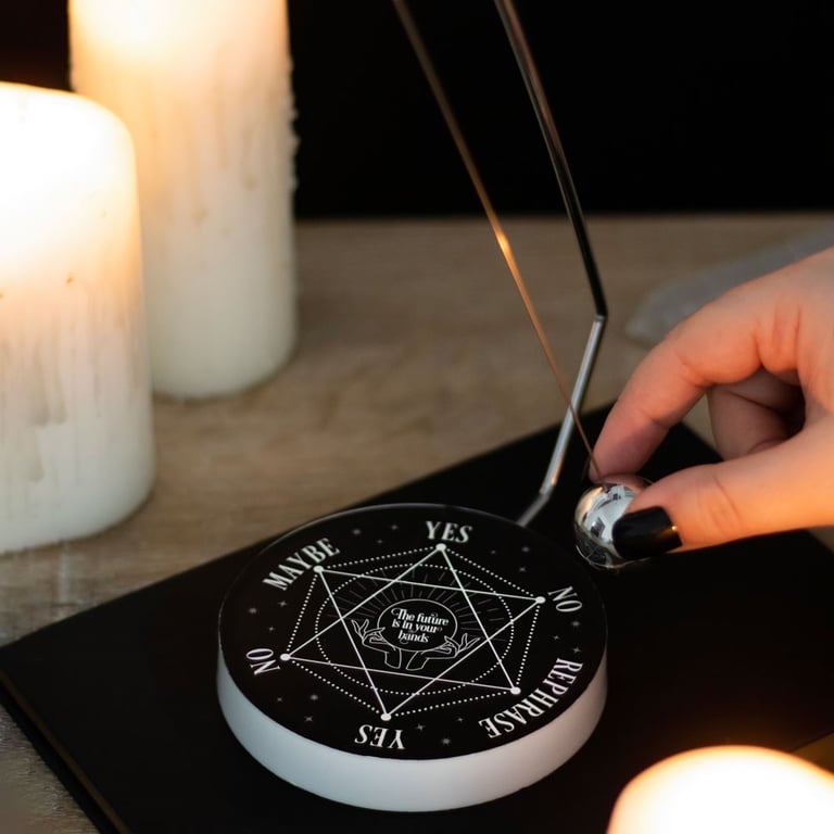 Pendulum Decision Maker - Metal Destiny Tool with 6 Responses for Yes or No Questions