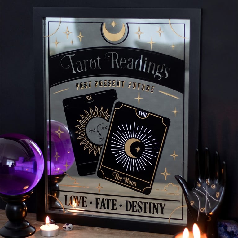 Tarot Wall Hanging - Mystical Gold Foil Mirror Decor for Gallery Walls