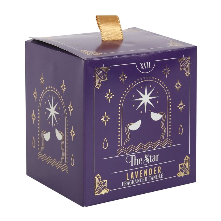 The Star Lavender Tarot Candle - 25 Hour Burn Time in Purple Glass Jar