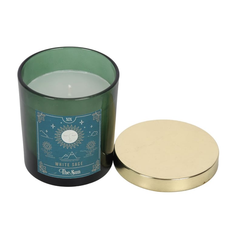 White Sage Tarot Candle - 25 Hour Burn Time, Mystical Home Scented Candle