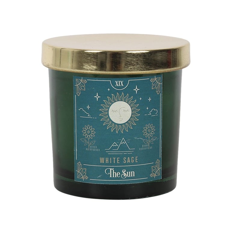 White Sage Tarot Candle - 25 Hour Burn Time, Mystical Home Scented Candle