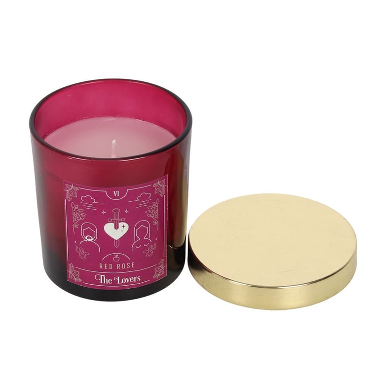 The Lovers Red Rose Tarot Candle - Scented Paraffin Wax Home Fragrance