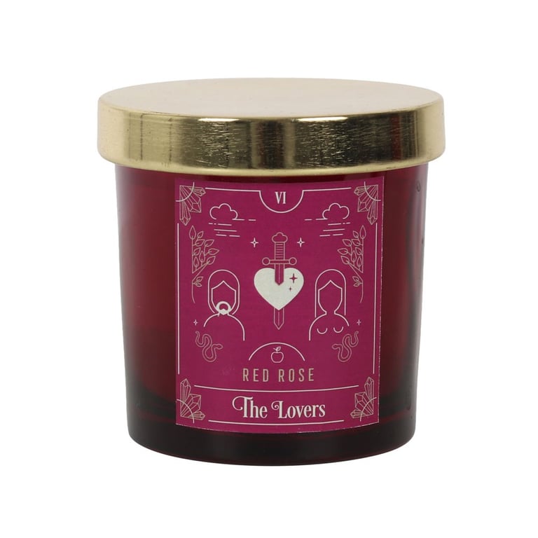 The Lovers Red Rose Tarot Candle - Scented Paraffin Wax Home Fragrance