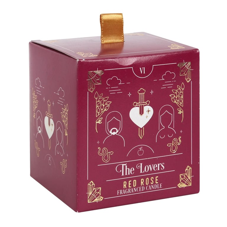 The Lovers Red Rose Tarot Candle - Scented Paraffin Wax Home Fragrance