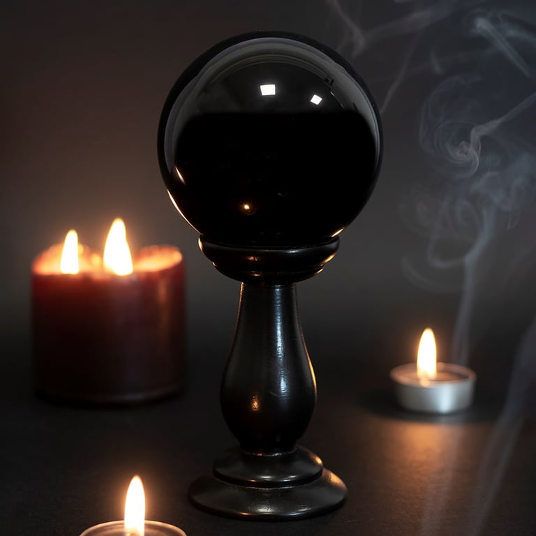 Small Black Crystal Ball on Stand - Fortune Telling and Home Decor Accents