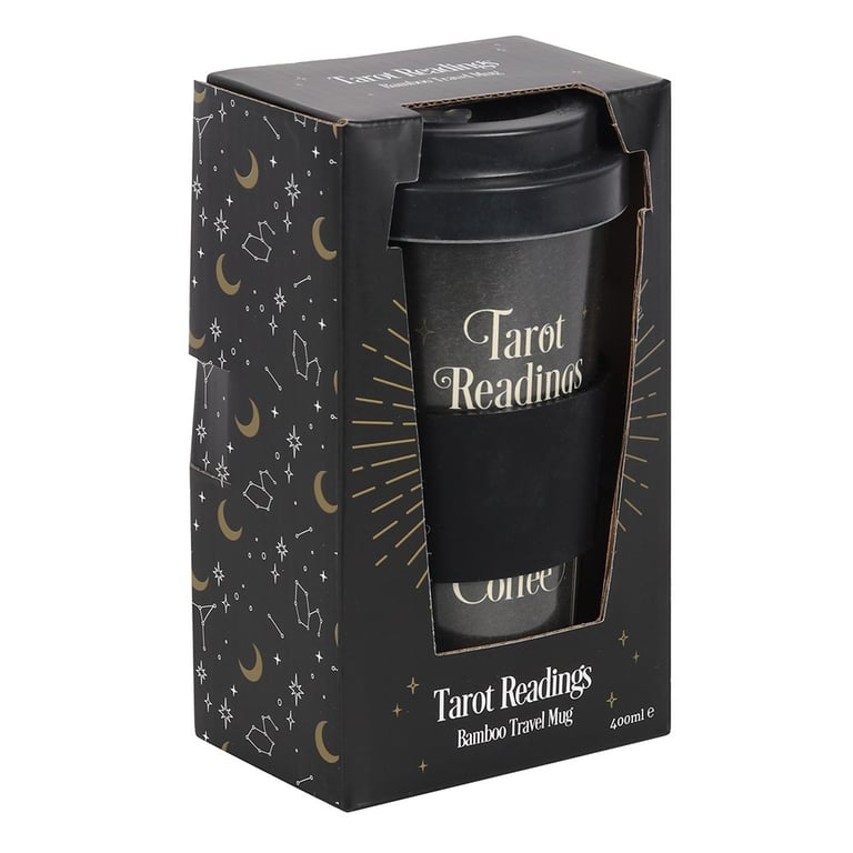 Bamboo Eco Travel Mug - Tarot Readings Design with Silicone Sleeve and Lid
