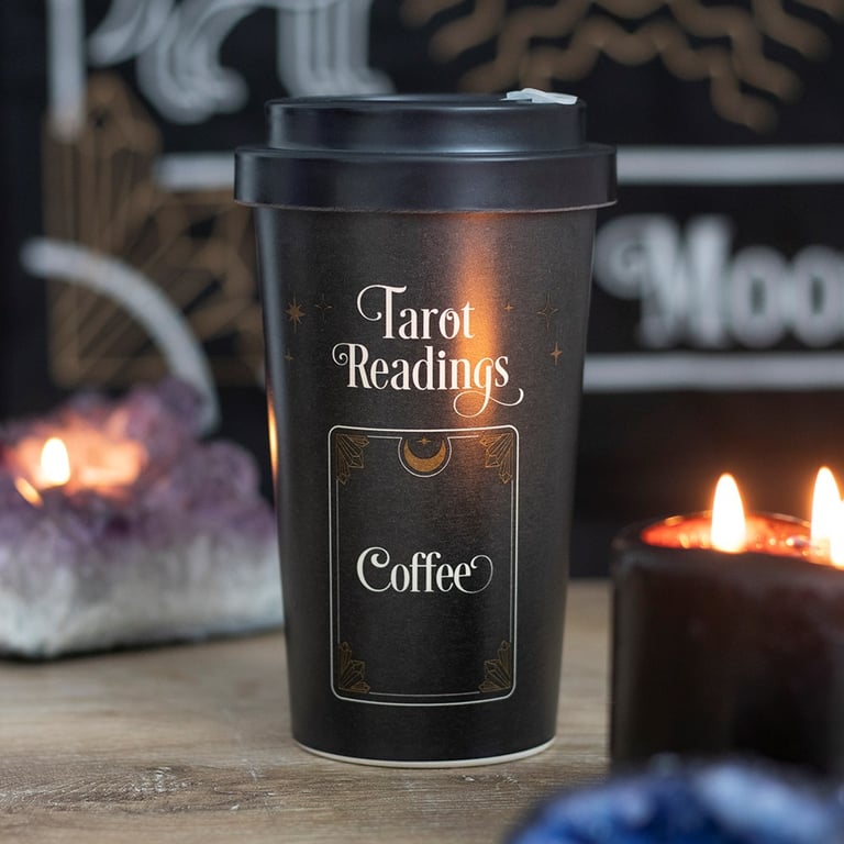 Bamboo Eco Travel Mug - Tarot Readings Design with Silicone Sleeve and Lid
