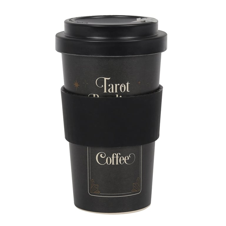 Bamboo Eco Travel Mug - Tarot Readings Design with Silicone Sleeve and Lid