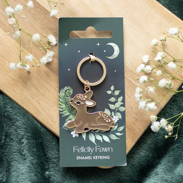 Felicity Fawn Baby Deer Keyring - Sweet Enamel Charm Keychain Gift