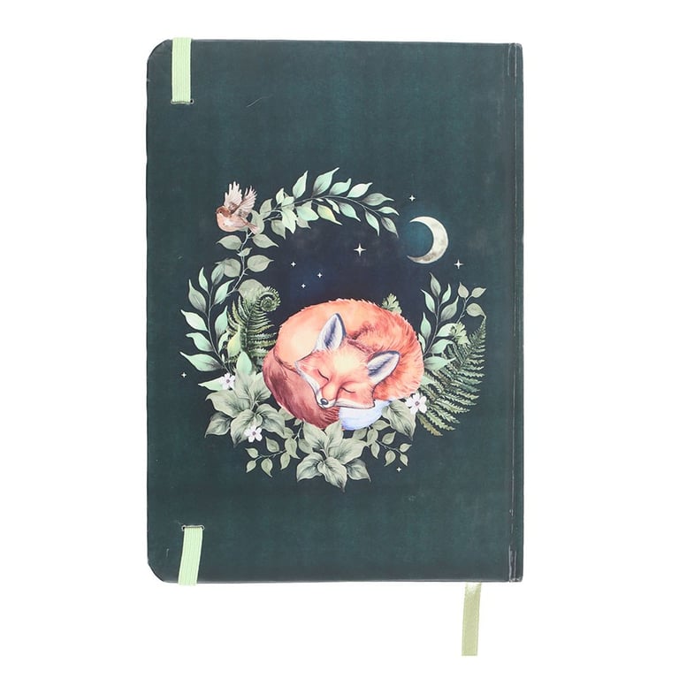 Green Sleeping Fox A5 Lined Notebook - Perfect for Students and Writers