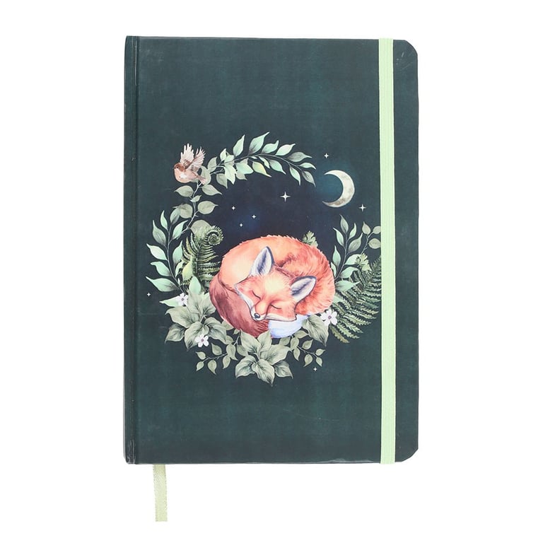 Green Sleeping Fox A5 Lined Notebook - Perfect for Students and Writers
