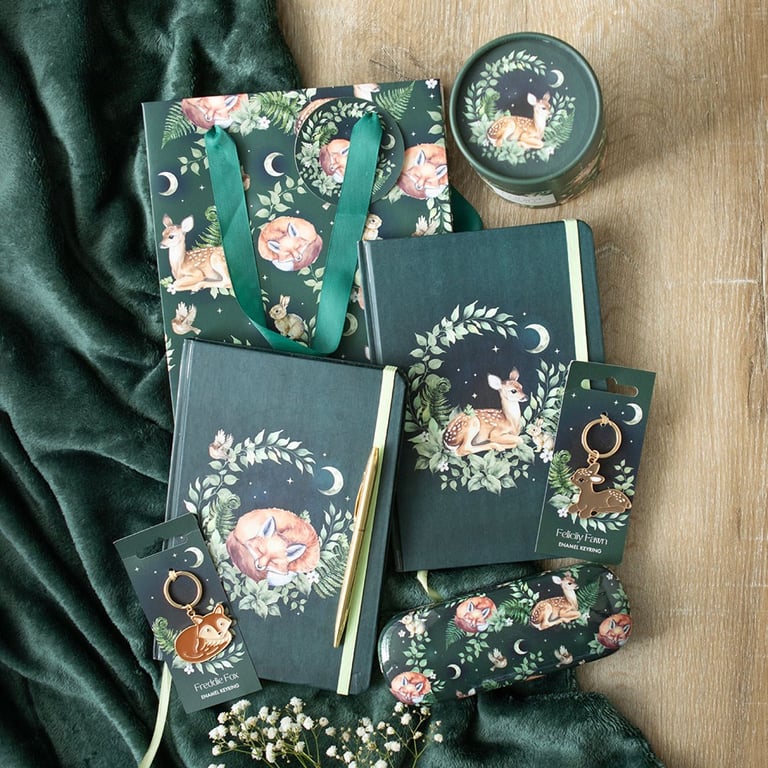 Green Fawn A5 Lined Notebook - 100 Page Stationery Journal with Forest Design