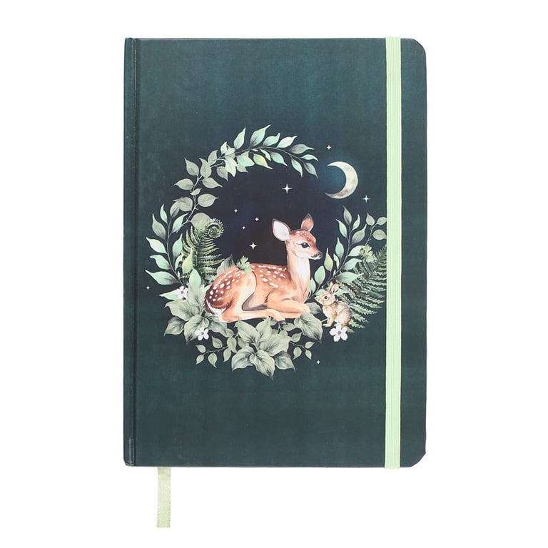 Green Fawn A5 Lined Notebook - 100 Page Stationery Journal with Forest Design