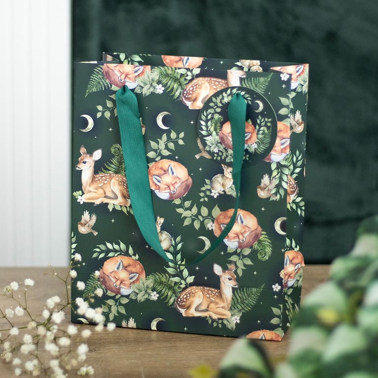 23cm Fawn and Friends Sturdy Forest Print Gift Bag