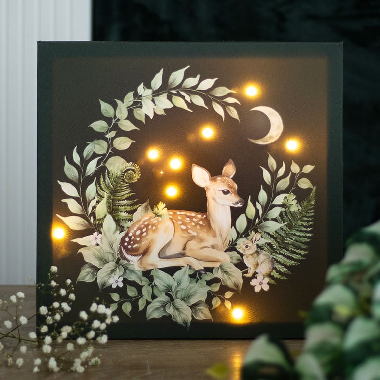 LED Light Up Fawn Canvas Plaque - Whimsical Woodland Decor for Children s Bedrooms and Nurseries